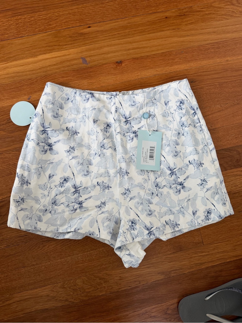 Hill house High-Rise Floral Print Women's Shorts in Light Blue sz small NWT